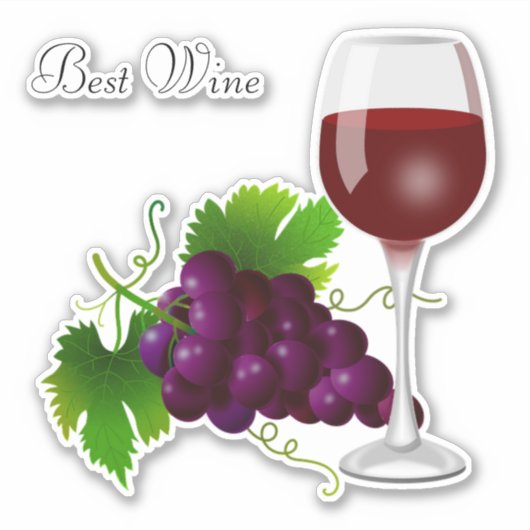 Bunch of Grapes & Glass of Wine Sticker (Voorkant)