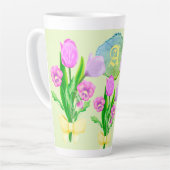 Bunch of Spring Flowers Custom Monogram Latte Mok (Linkerhoek)