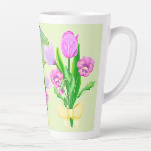 Bunch of Spring Flowers Custom Monogram Latte Mok (Rechts)