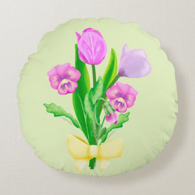 Bunch of Spring Flowers Rond Kussen (Voorkant)