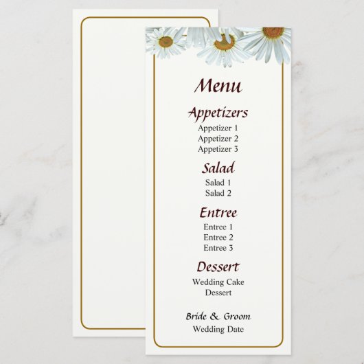 Bunch of White Daisies Menu... Menu (Voorkant / Achterkant)