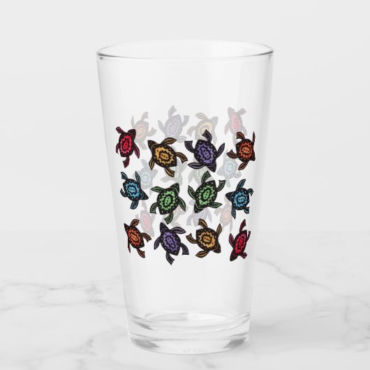 Bunch van abstracte zwarte schildpadden schelpen i glas (Voorkant)