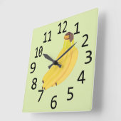 Bunch van Bananas die grote zwarte cijfers schilde Vierkante Klok (Hoek)