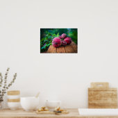 Bunch van bieten met bladeren op tafel poster (Keuken)