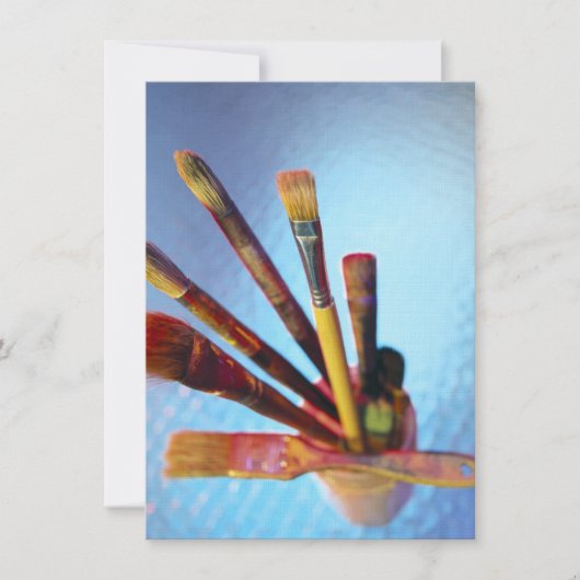 Bunch van gebruikte verfpenselen kaart (Voorkant)