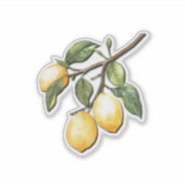 Bunch van gele citroen op een stengel sticker (Voorkant)