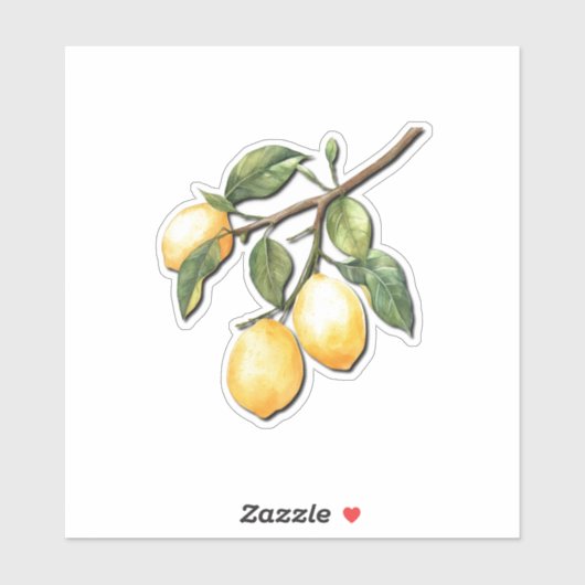 Bunch van gele citroen op een stengel sticker (Vel)