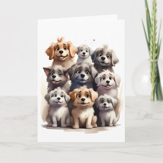 Bunch van Happy Dogs Portret Blank Groet Kaart (Voorkant)