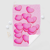 Bunch van  harten in tinten van roze polka dot golfhanddoek (Insitu)