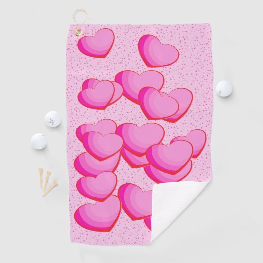 Bunch van harten in tinten van roze polka dot golfhanddoek (Insitu)