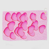 Bunch van  harten in tinten van roze polka dot golfhanddoek (Horizontaal)