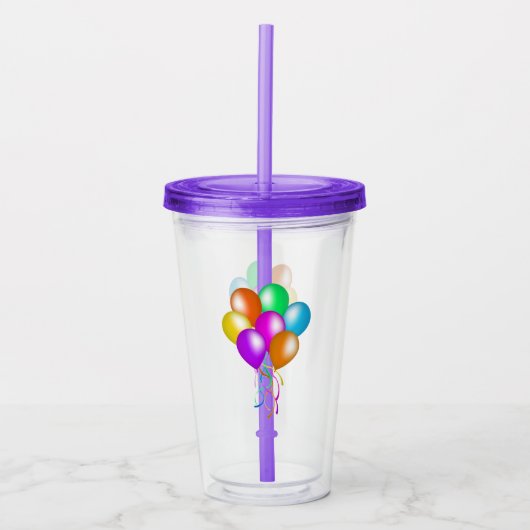 Bunch van Heldere Levendige Ballonnen Streamers Kl Acryl Drinkbeker (Voorkant)