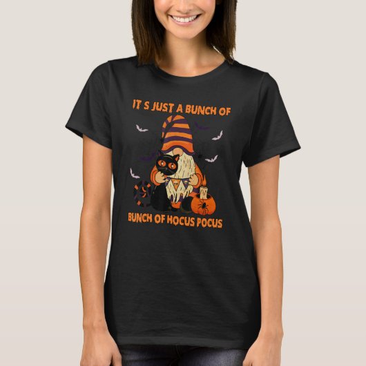 Bunch van Hocus Pocus Pompoen Gnomen Bats Enge Kat T-shirt (Voorkant)