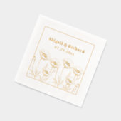 Bunch van papavers wilde bloemen bloemenbruiloft folie servetten (Links)