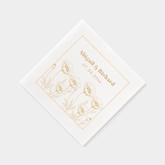 Bunch van papavers wilde bloemen bloemenbruiloft folie servetten (Rechts)