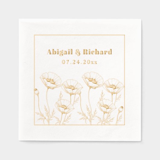 Bunch van papavers wilde bloemen bloemenbruiloft folie servetten (Voorkant)