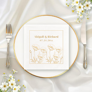 Bunch van papavers wilde bloemen bloemenbruiloft folie servetten