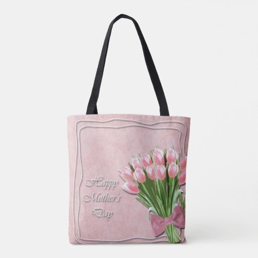 Bunch van Roze Tulpen moederdag Canvas tas (Achterkant)