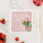 Bunch van Roze Tulpen moederdag Papier Servet (Insitu)