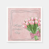 Bunch van Roze Tulpen moederdag Papier Servet (Voorkant)