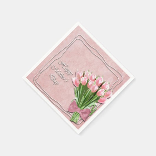 Bunch van Roze Tulpen moederdag Papier Servet (Hoek)