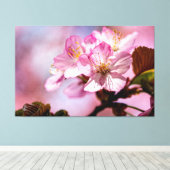 Bunch van verbluffende Sakura-bloemen van roze kle Canvas Afdruk (Insitu (Houten vloer))