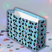 Bunch van Zwart Silhouet Konijnen Bloemen Blauw Groot Cadeauzakje