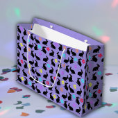 Bunch van zwart silhouet konijnen bloemen Paarse Groot Cadeauzakje