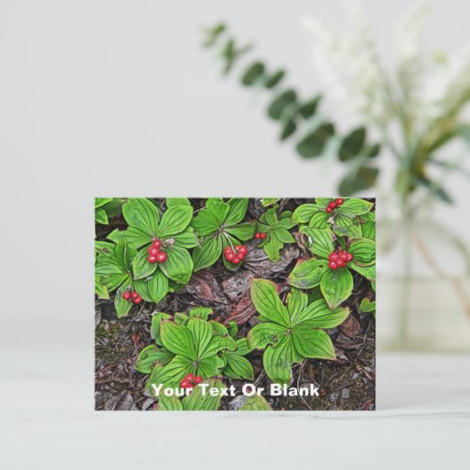 Bunchberry met bessen briefkaart (Staand voorkant)