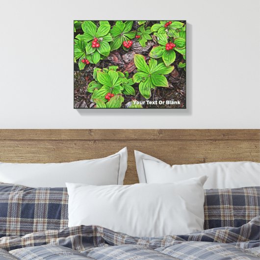 Bunchberry met bessen canvas afdruk (Insitu (Slaapkamer))