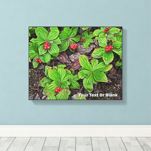 Bunchberry met bessen canvas afdruk (Insitu (Houten vloer))