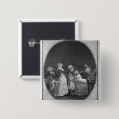 Bunches bloemen of beroemde grootmoeder vierkante button 5,1 cm (Voorkant /achterkant)