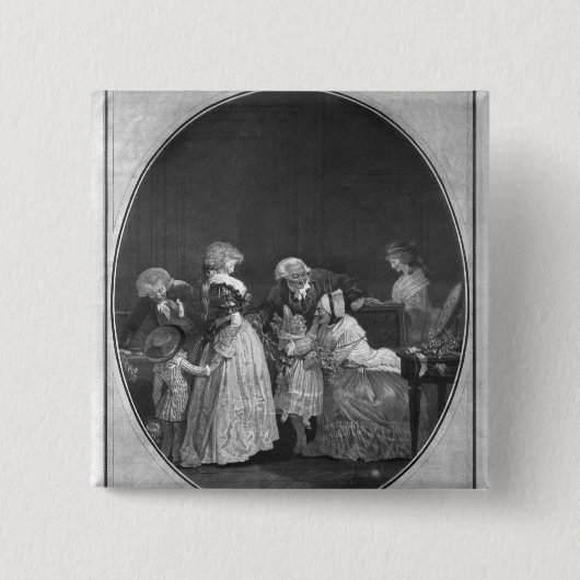 Bunches bloemen of beroemde grootmoeder vierkante button 5,1 cm (Voorkant)