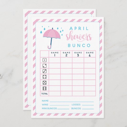 Bunco April Showers dubbelzijdig scorecard Kaart (Voorkant / Achterkant)