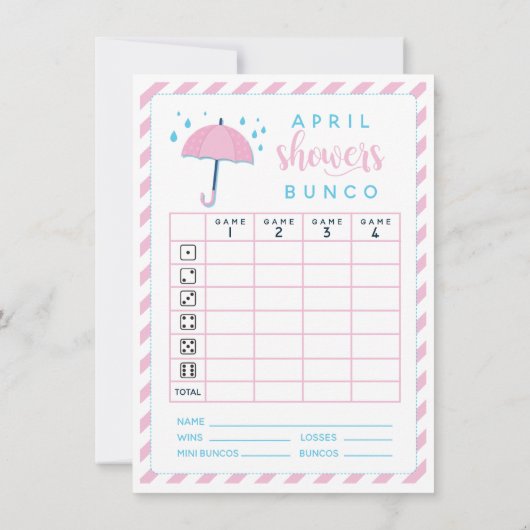 Bunco April Showers dubbelzijdig scorecard Kaart (Achterkant)