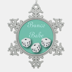 Bunco Babe met Dice-kerstsnowflake Tin Sneeuwvlok Ornament