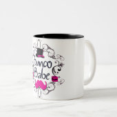 Bunco Babe met roze bovenste en roze mustache Tweekleurige Koffiemok (Voorkant rechts)