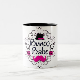 Bunco Babe met roze bovenste en roze mustache Tweekleurige Koffiemok