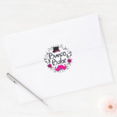 Bunco Babe met Roze Top Hoed en Roze Mustache Ronde Sticker (Envelop)