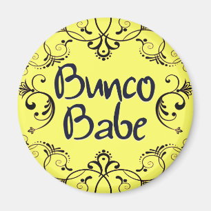 Bunco Babe met Swirls-Button Magneet