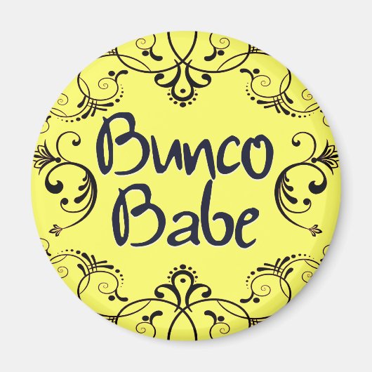 Bunco Babe met Swirls-Button Magneet (Voorkant)