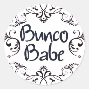 Bunco Babe met Swirls-Button Ronde Sticker