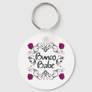 Bunco Babe met Swirls-Button Sleutelhanger