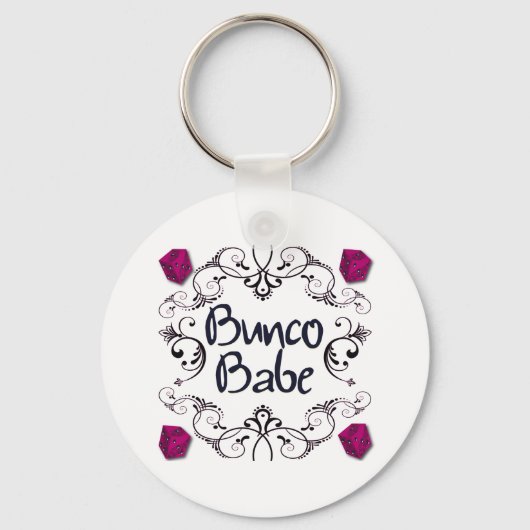 Bunco Babe met Swirls-Button Sleutelhanger (Voorkant)