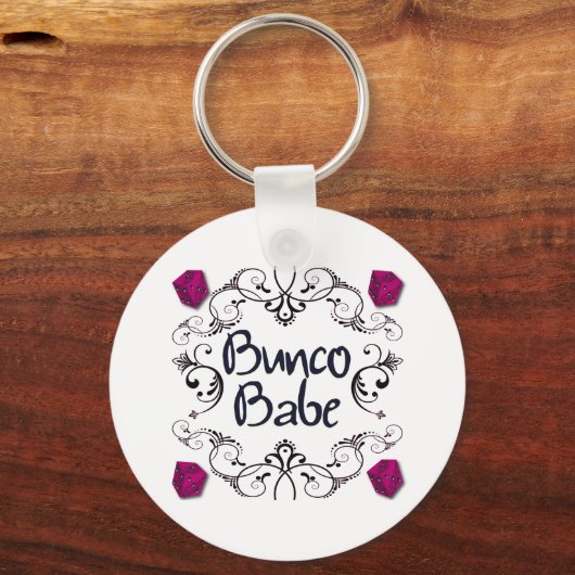 Bunco Babe met Swirls-Button Sleutelhanger (Voorkant)
