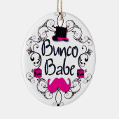 Bunco Babe met Swirls, Mustache en Top Hat Keramisch Ornament (Rechts)