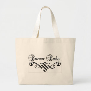 bunco babe met zwarte letters grote tote bag