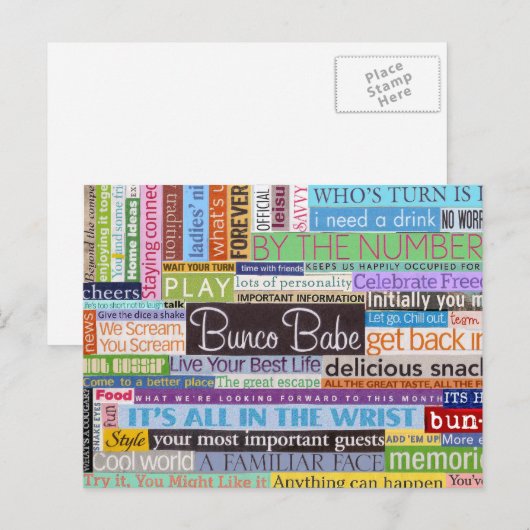 Bunco Babe Uitnodiging Briefkaart (Voorkant / Achterkant)