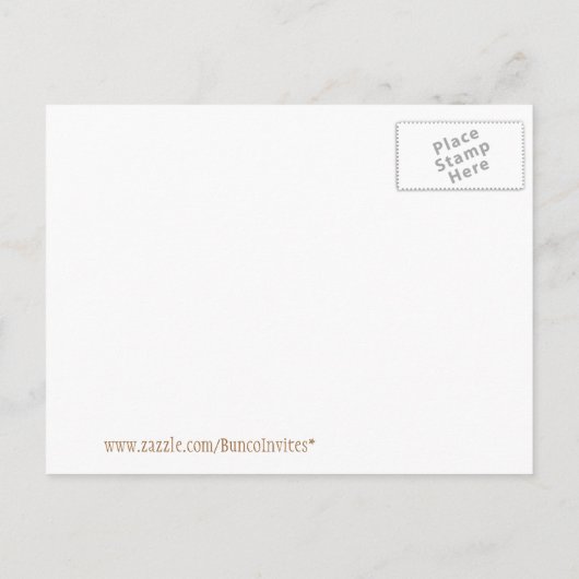 Bunco Babe Uitnodiging Briefkaart (Achterkant)