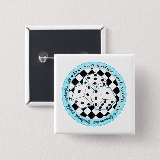 Bunco Babes Roll with it - Blue Vierkante Button 5,1 Cm (Voorkant /achterkant)